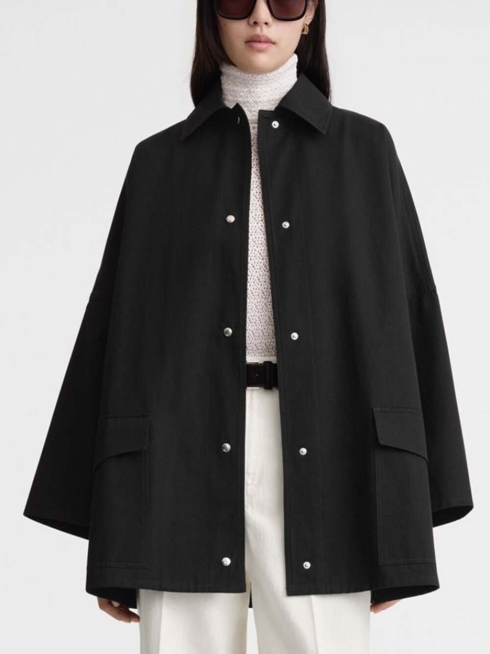 Toteme Black Cotton Twill Overshirt Jacket